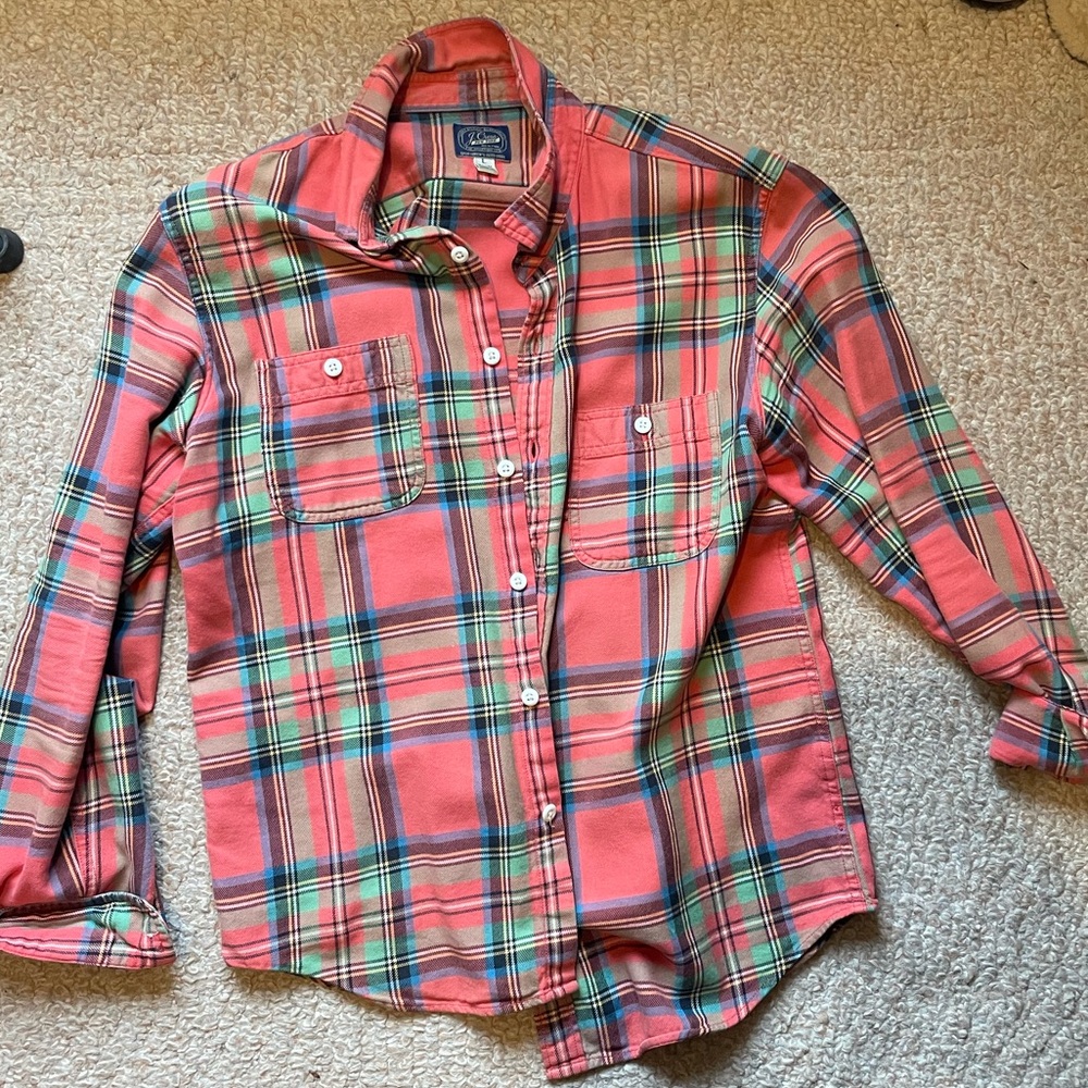 J. Crew flannel, plus, orange tartan